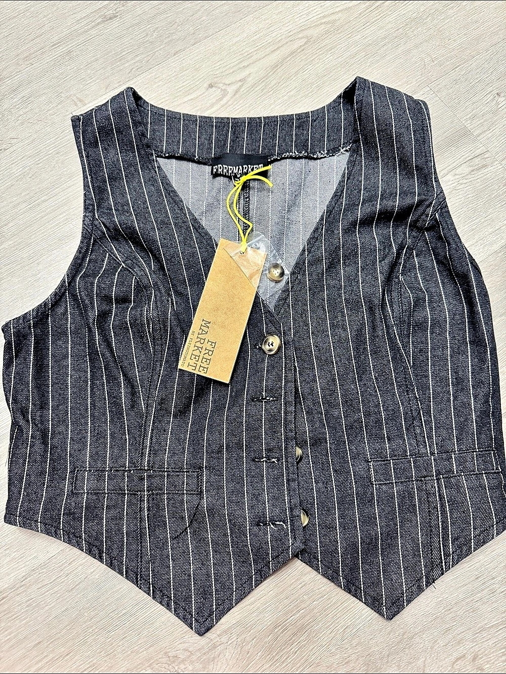 Freemarket Pinstripe Vest in Black & White